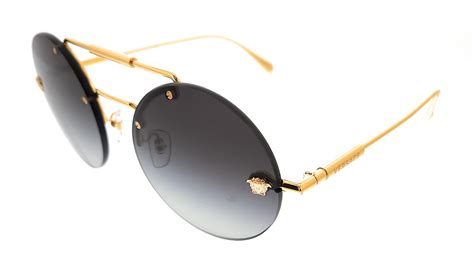 Versace VE 2244 10028G Gold Metal Round Sunglasses Grey 